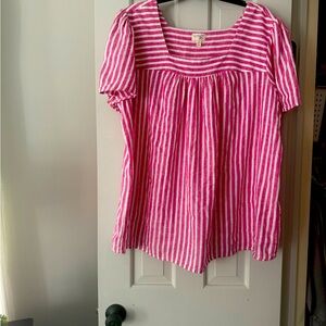 Red/White blousy top. Very comfortable and good length